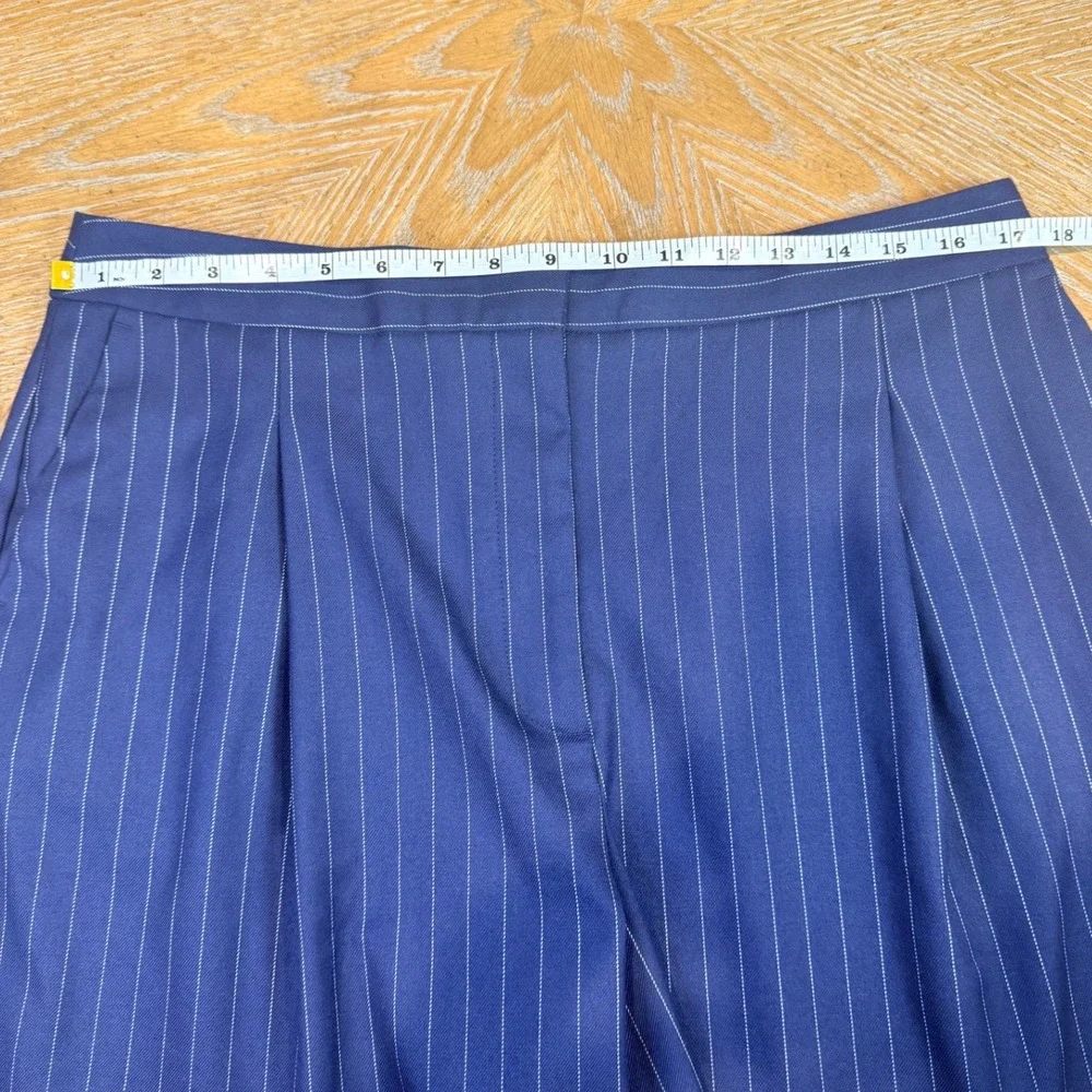 Anthropologie NWT Pinstripe Culottes Pleated Trouser Shorts Blue Size 16 Petite
